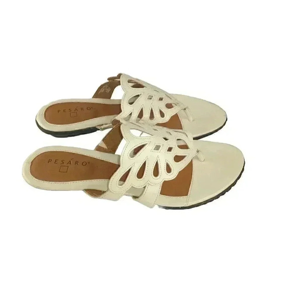 Pesaro Arnette Womens Flip Flops Sandals White Slip On Casual Size 10M - Picture 1 of 9